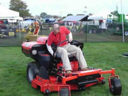 checking out a gravely commercial propane powered lawn mower